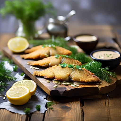 דג אמנון מטוגן בציפוי פריך עם רוטב טחינה לימוני