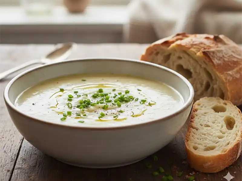 מרק תפוחי אדמה וכרישה קרמי